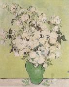 Vincent Van Gogh Still life:Pink Roses in a Vase (nn04) USA oil painting reproduction